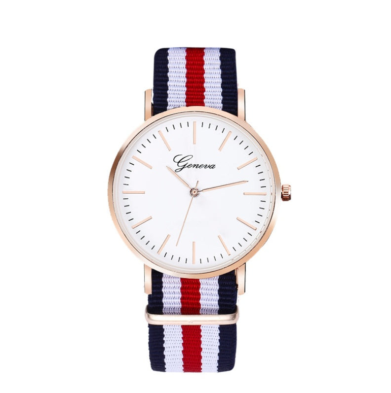 Korean Style Couple Quartz Watch – World Time, Nylon Braid Strap, 40mm & 36mm