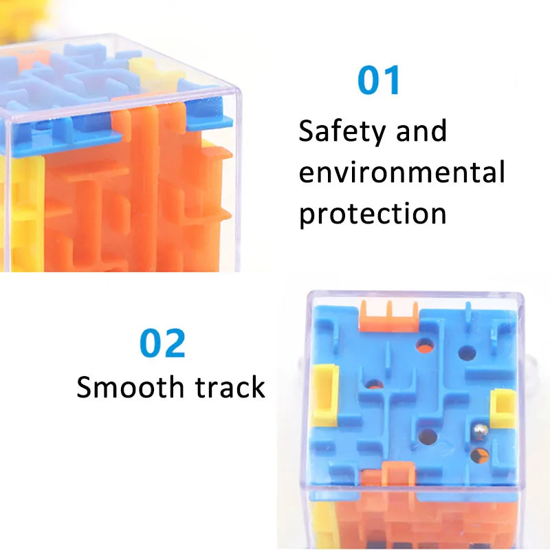 Mini 3D maze magic cube from Prime Deal Zone featuring transparent sides and a rolling ball for stress relief and puzzle play.