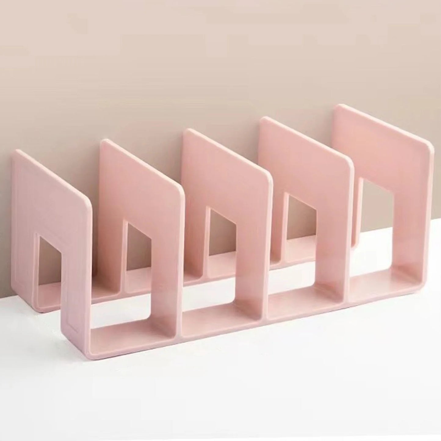 Macaron Colored Vertical Desk File Storage Rack | 4-Compartment Plastic Book & Folder Organizer for Home, School & Office