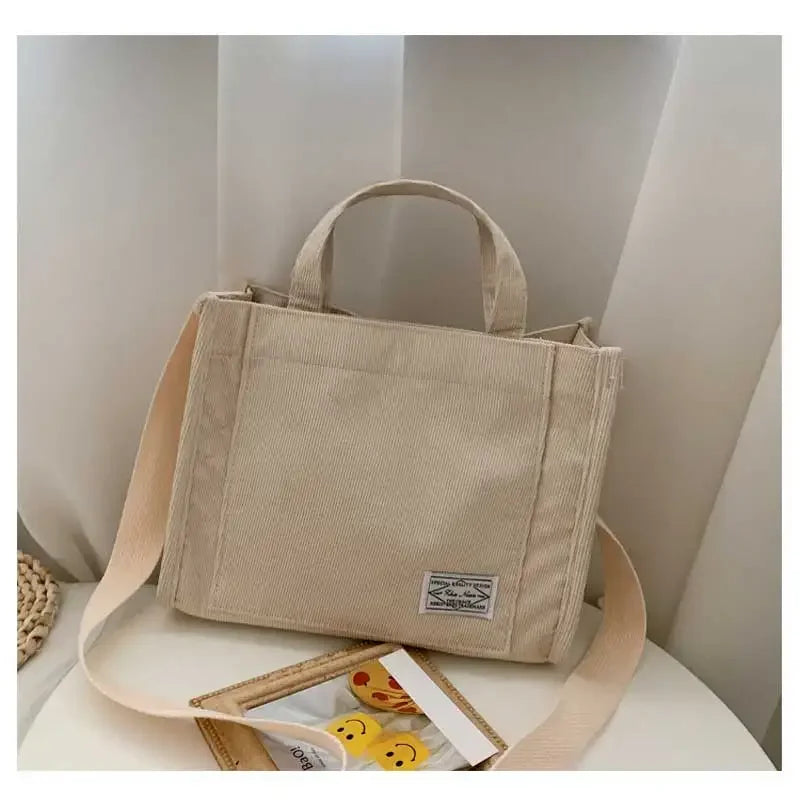 Prime Deal Zone women's corduroy crossbody tote bag with square design, casual shoulder bag ideal for travel and organization