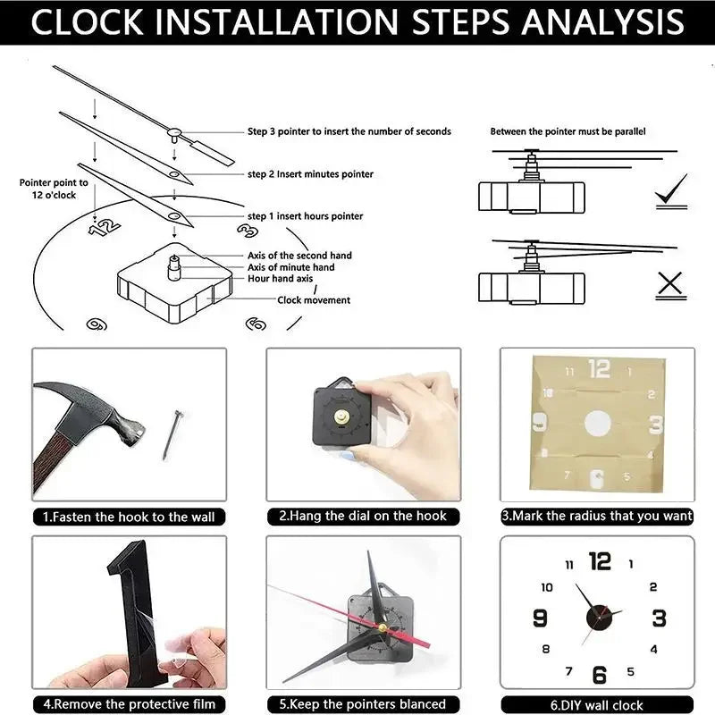 Creative frameless DIY wall clock decal by Prime Deal Zone, silent clock design for living room or office wall decoration.