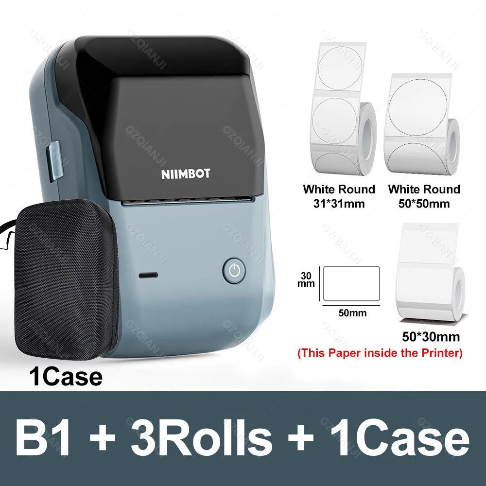 NIIMBOT B1 Mini Bluetooth Label Maker | Portable Thermal Printer for Round, UV & Custom Sticker Labels