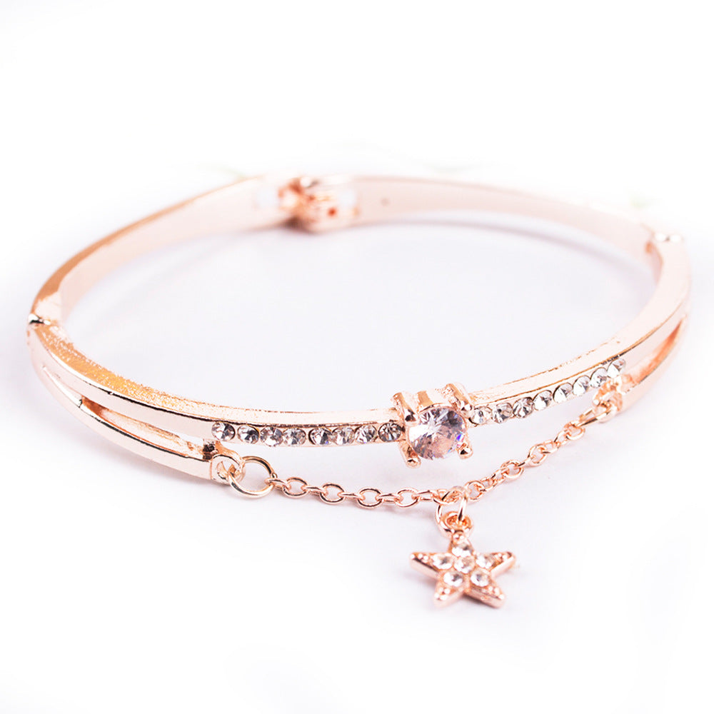 Women's Petal Quartz Watch & Bracelet Set – Alloy Bangle, Casual Style