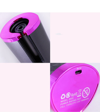 Cordless Auto Hair Curler – LCD Display, Ceramic Rotating Styler