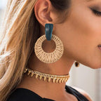 Korean vintage acetate earrings for women, front view