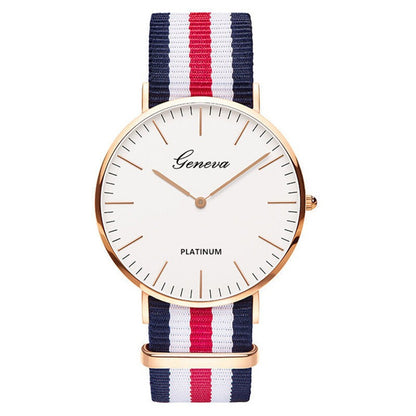 Korean Style Couple Quartz Watch – World Time, Nylon Braid Strap, 40mm & 36mm
