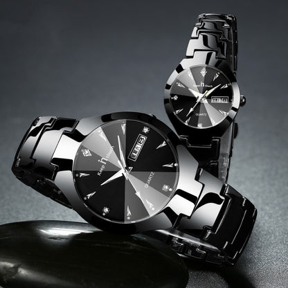 Luminous Couple Quartz Watch – Calendar, 30M Waterproof, 38mm Dial