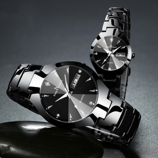 Luminous Couple Quartz Watch – Calendar, 30M Waterproof, 38mm Dial