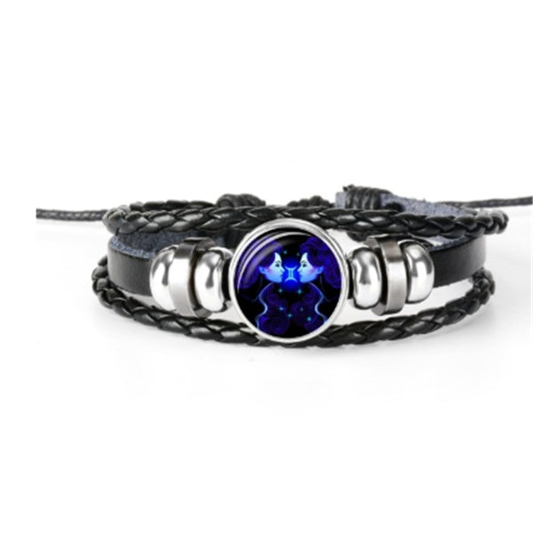 Zodiac braided bracelet worn on wrist
