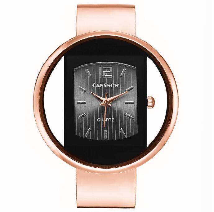 Luxury bracelet cuff watch with silver dial