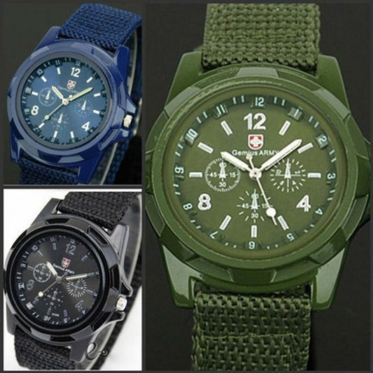 Men's Military Sport Quartz Watch – Luminous Hands, Nylon Strap, 40.5mm