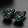 Hip hop cubic zirconia stud earrings for men, front view