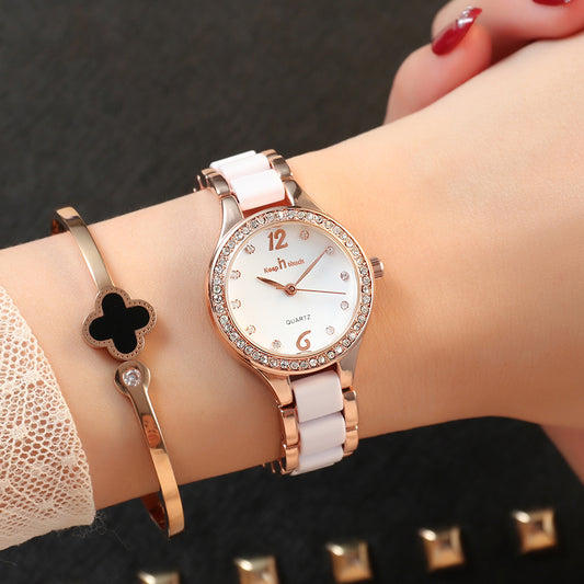 Luxury Quartz Wrist Watch for Women | Elegant Waterproof Ladies Watch in Silver & Gold