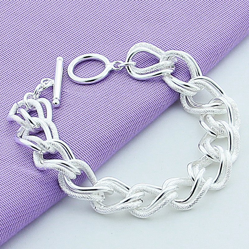Silver-plated alloy bracelet, unisex, front view