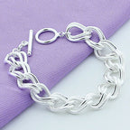 Silver-plated alloy bracelet, unisex, front view