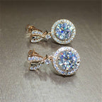 Bohemian copper zirconia dangle hoop earrings, close-up detail
