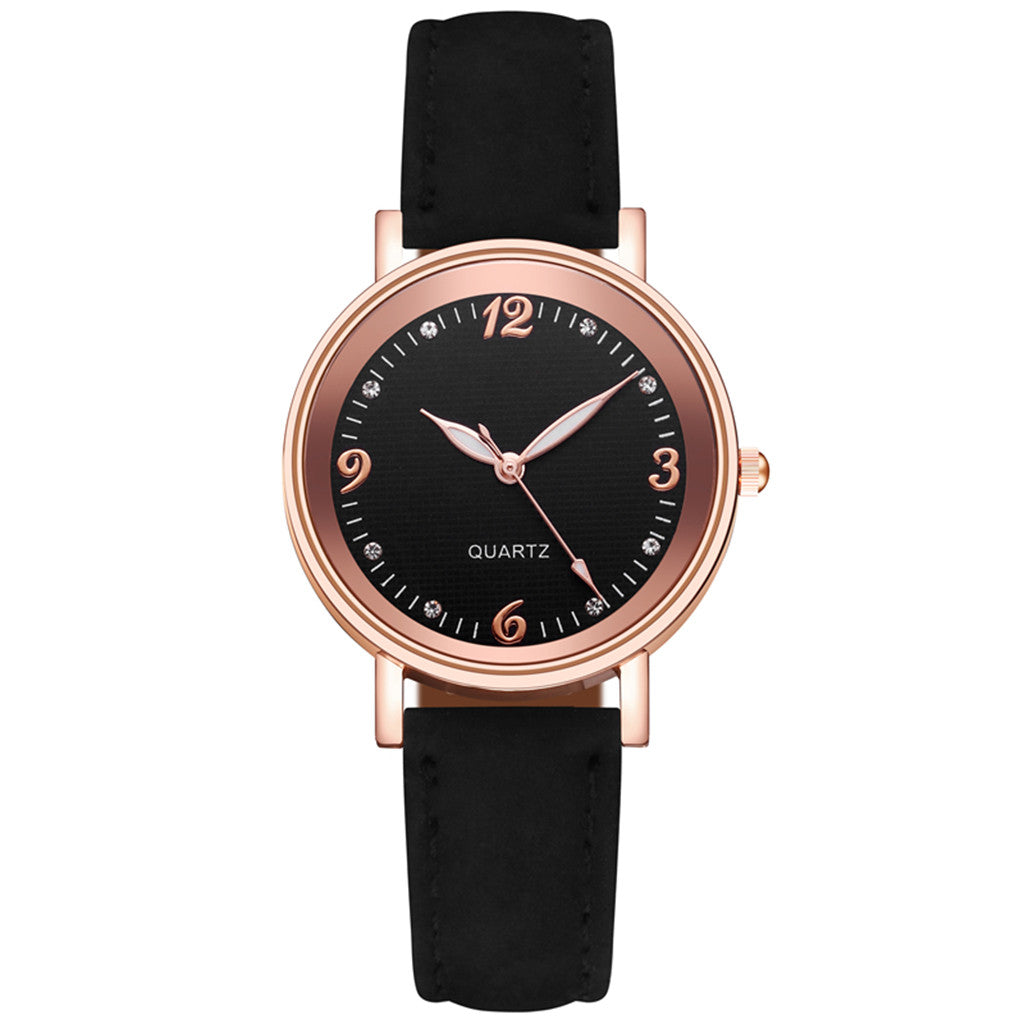 Luminous quartz watch, brown colourway