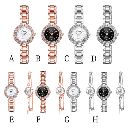Women's Bangle Cuff Watch Set – Quartz, Alloy Strap, Simple & Casual Style