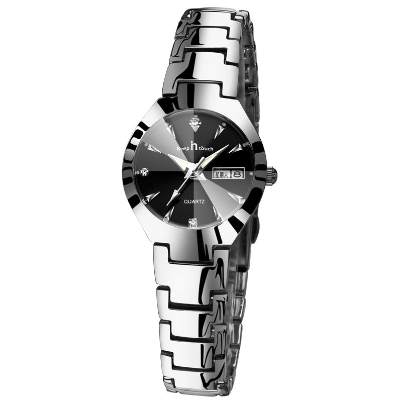 Luminous Couple Quartz Watch – Calendar, 30M Waterproof, 38mm Dial