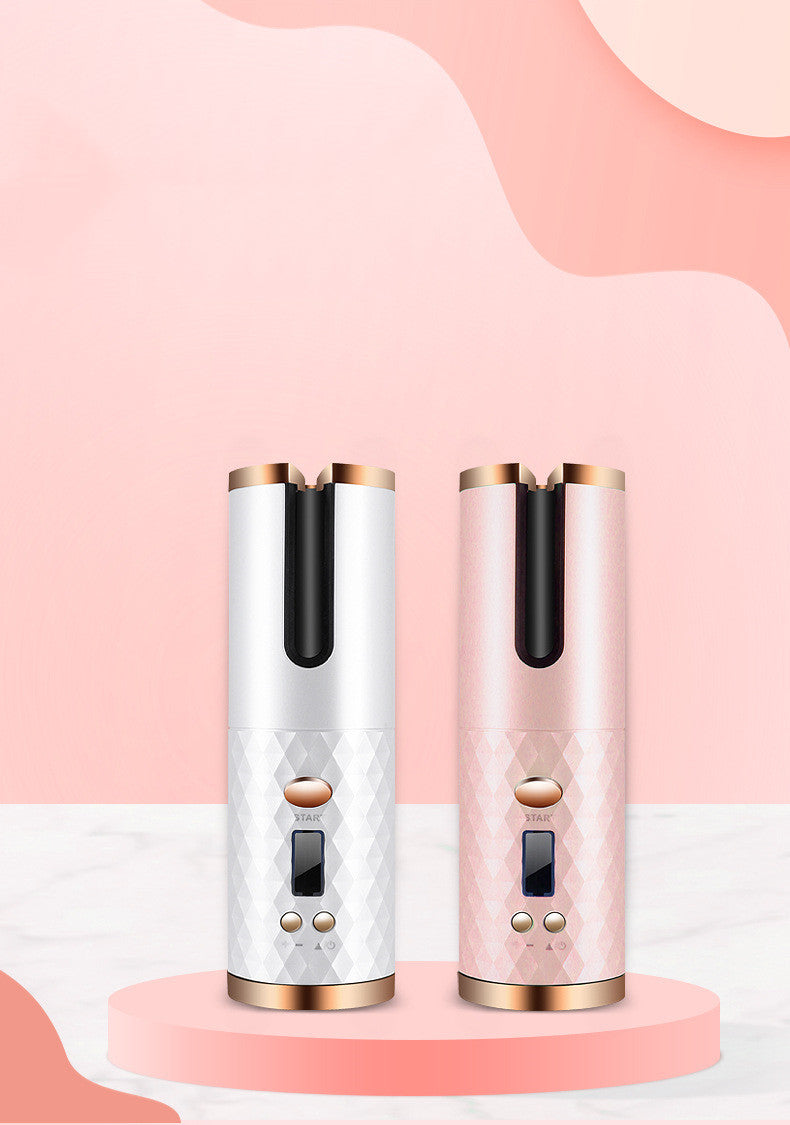 Cordless Auto Hair Curler – LCD Display, Ceramic Rotating Styler
