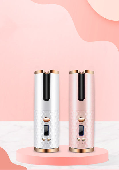 Cordless Auto Hair Curler – LCD Display, Ceramic Rotating Styler