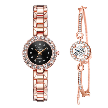 Women's Bangle Cuff Watch Set – Quartz, Alloy Strap, Simple & Casual Style