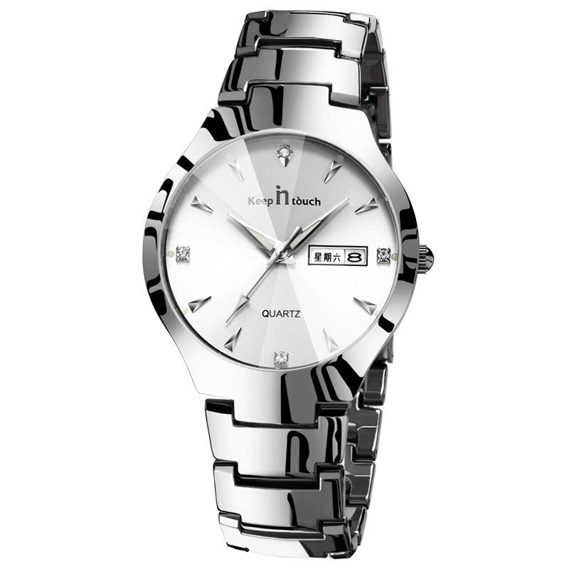 Luminous Couple Quartz Watch – Calendar, 30M Waterproof, 38mm Dial