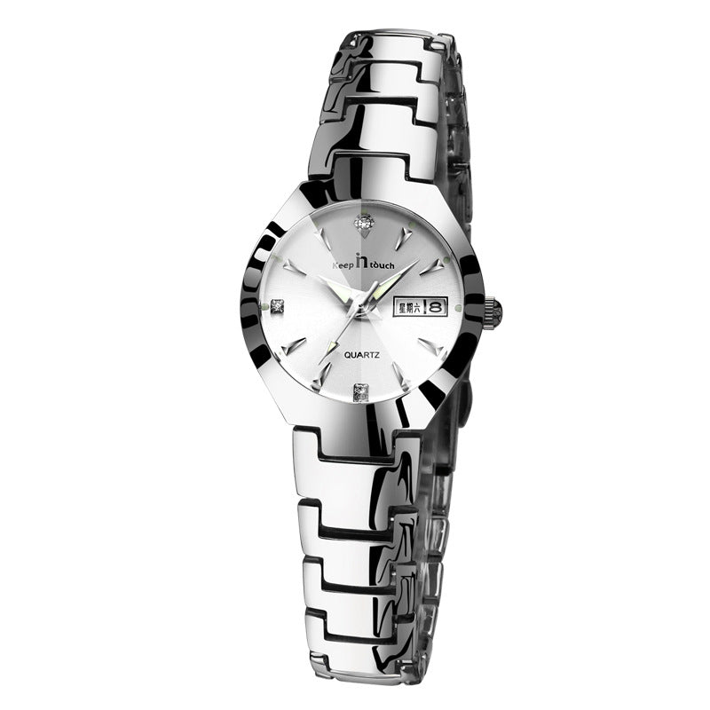 Luminous Couple Quartz Watch – Calendar, 30M Waterproof, 38mm Dial