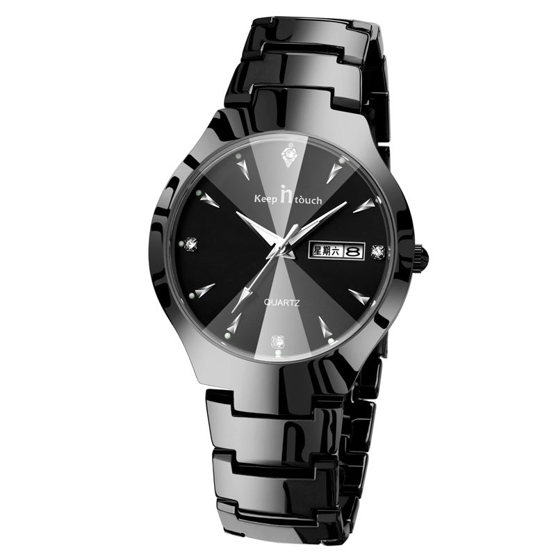Luminous Couple Quartz Watch – Calendar, 30M Waterproof, 38mm Dial