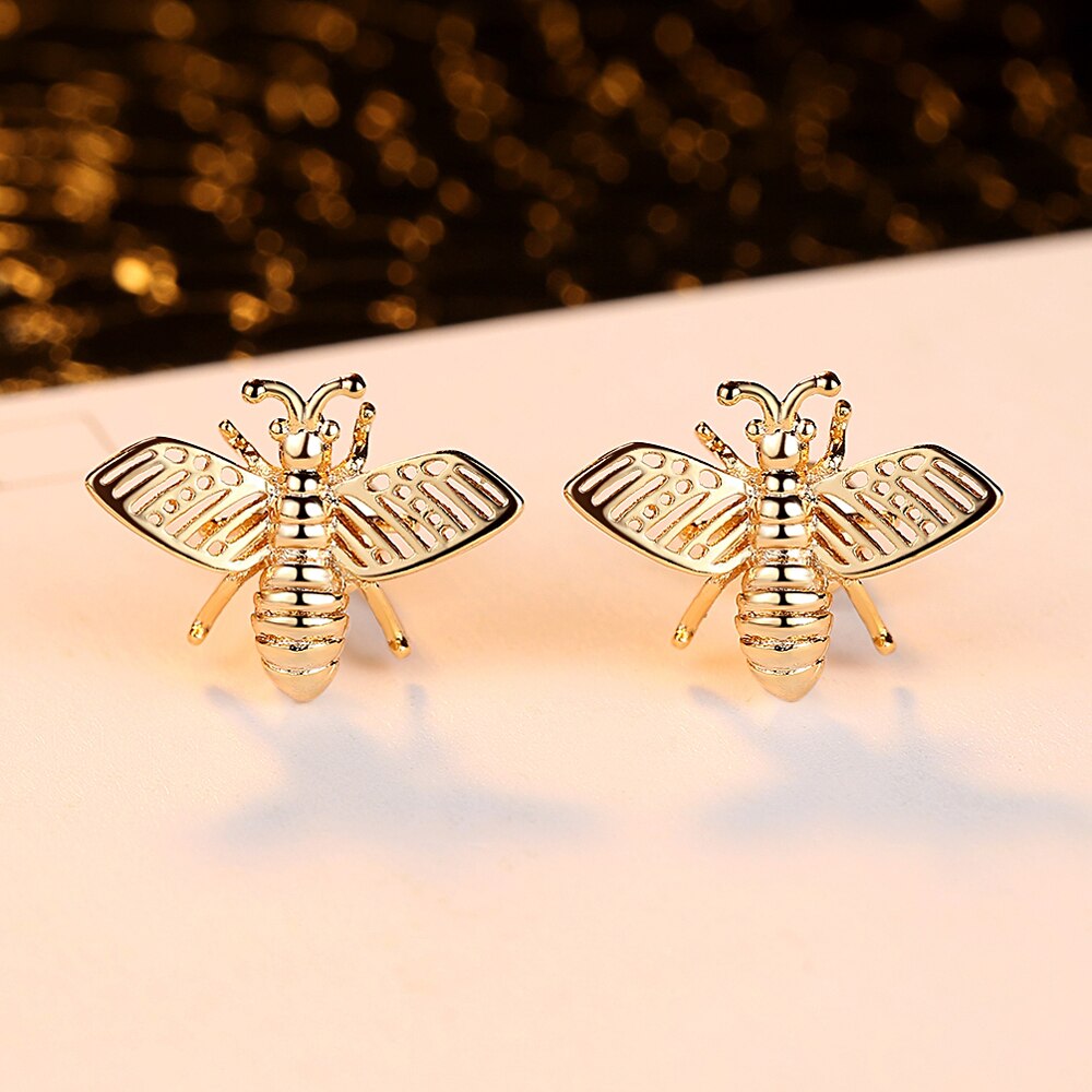 Crystal bee stud earrings, packaging shot