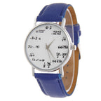 Round quartz watch, white leather strap colourway