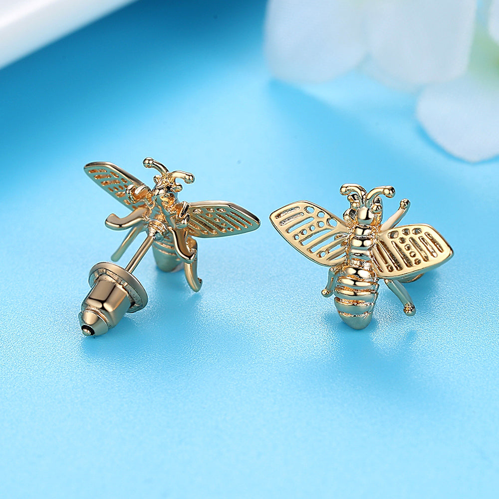 Crystal bee stud earrings, style 3 detail