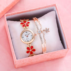 Petal watch and bracelet set, full collection front view