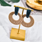 Korean vintage acetate earrings worn close-up