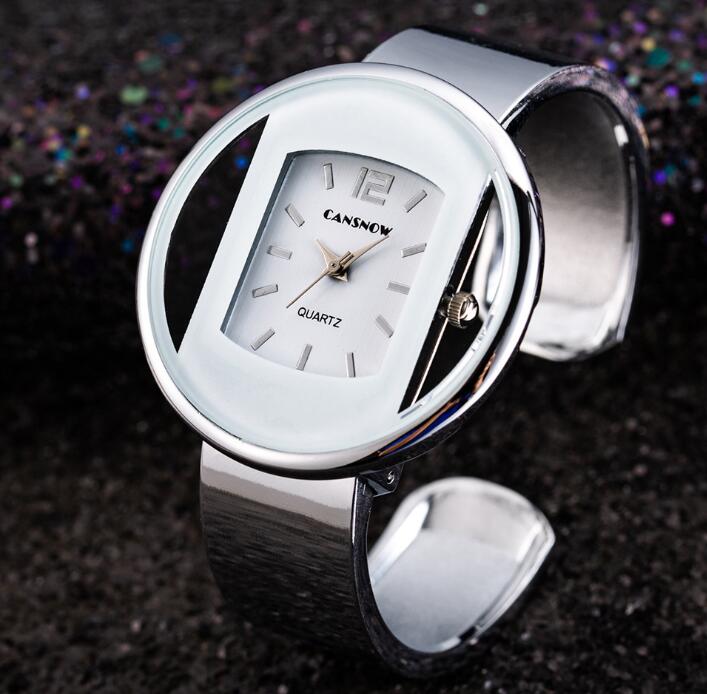 Luxury bracelet cuff watch, styled with outfit