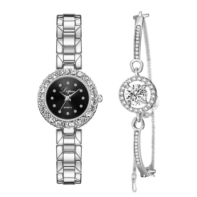Women's Bangle Cuff Watch Set – Quartz, Alloy Strap, Simple & Casual Style
