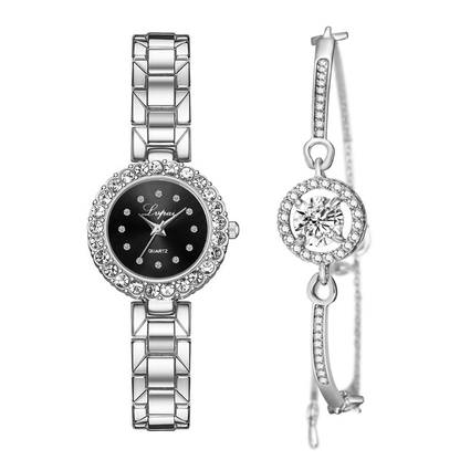 Women's Bangle Cuff Watch Set – Quartz, Alloy Strap, Simple & Casual Style