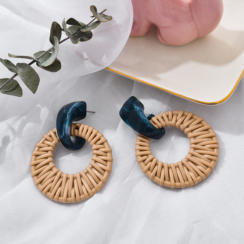 Korean vintage acetate earrings close-up detail