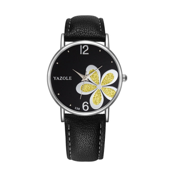 Korean couple watch set with four-leaf clover design worn