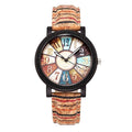 Women's vintage leather quartz watch, front view