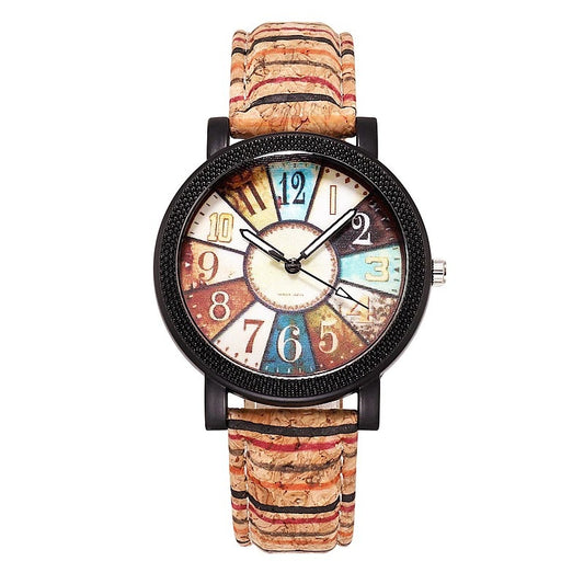 Women's Casual Vintage Leather Quartz Watch – 37mm, Stainless Buckle, Gift Ready