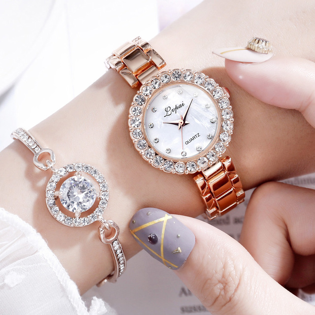 Women's Bangle Cuff Watch Set – Quartz, Alloy Strap, Simple & Casual Style