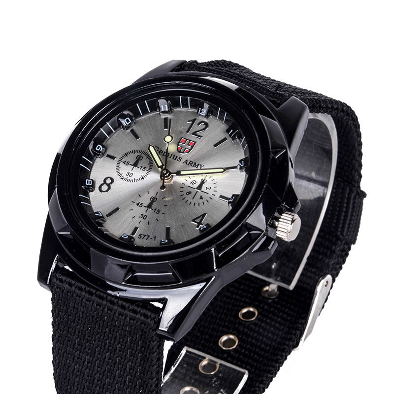 Military sport watch, dial detail close-up