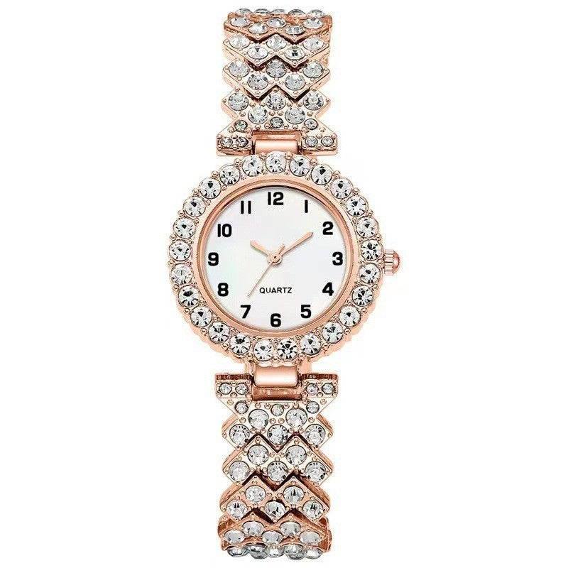 Quartz watch and bracelet set, silver colourway