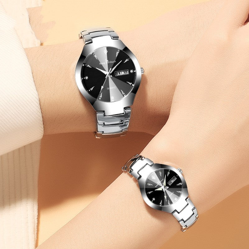Luminous Couple Quartz Watch – Calendar, 30M Waterproof, 38mm Dial