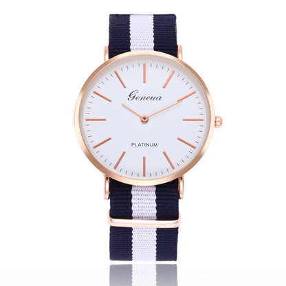 Korean Style Couple Quartz Watch – World Time, Nylon Braid Strap, 40mm & 36mm