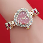 Heart quartz watch, red colourway