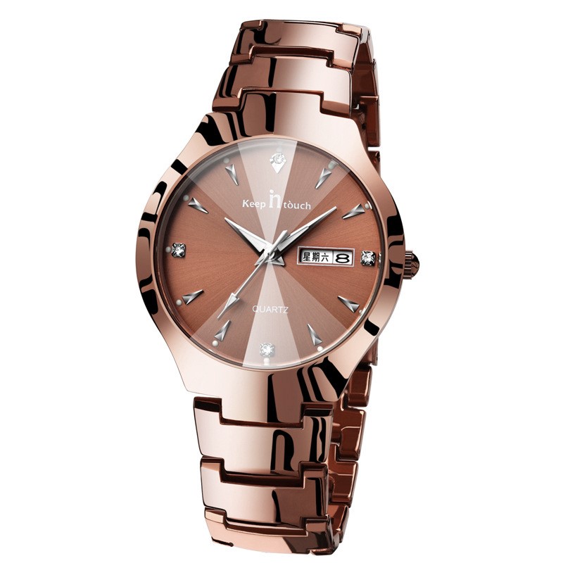 Luminous Couple Quartz Watch – Calendar, 30M Waterproof, 38mm Dial