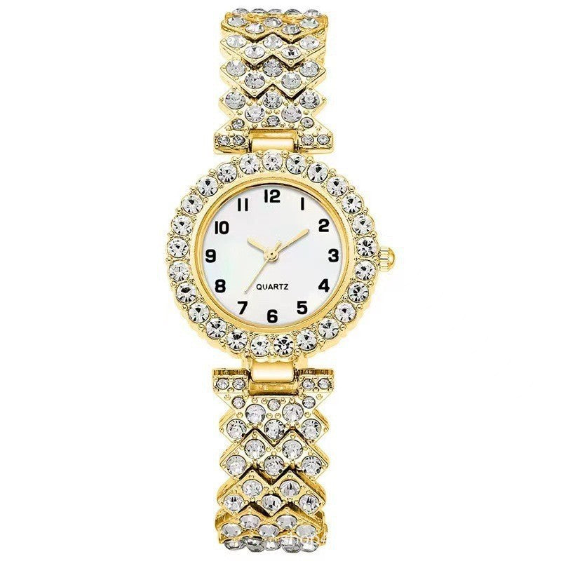 Luxury quartz watch and bracelet set in rose gold
