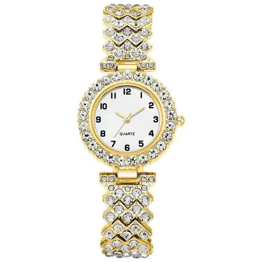 Luxury Women's Watch & Bracelet Set | Quartz Wristwatch with Alloy Bracelet in Gold, Silver & Rose Gold